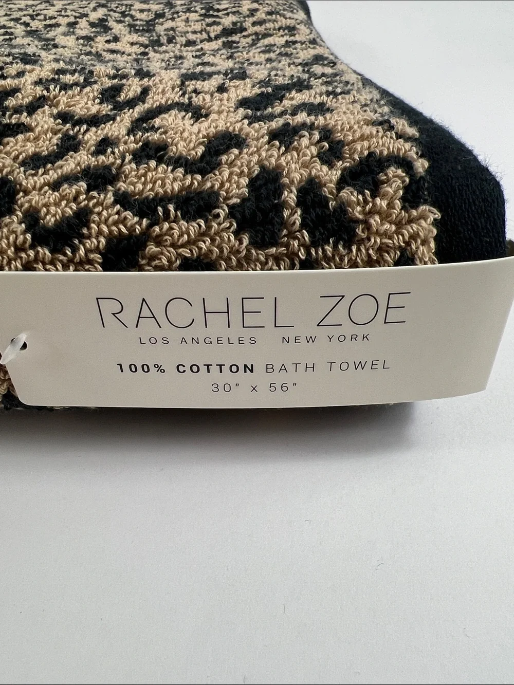 Rachel Zoe Bath Towel Leopard Cheetah Animal Print Black Brown 1 Pc NEW